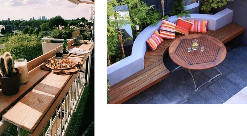 Création de meubles pour balcon : table, chaise, banc