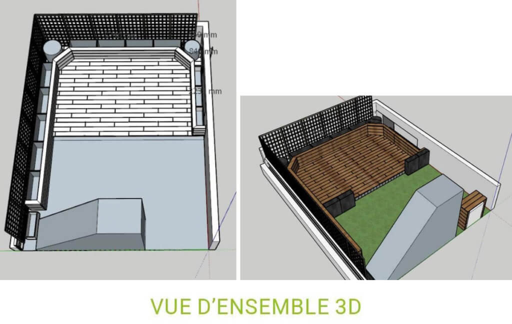 Aménagement extérieur Rooftop projet en 3D